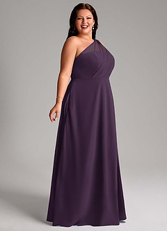 Azazie Phaedra Bridesmaid Dresses Plum A-Line One Shoulder Chiffon Dress image9
