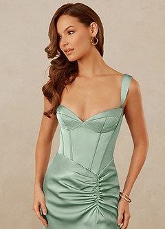 Christian Siriano Bridal for Azazie 1017 Brautjungfernkleider Etui Herzausschnitt Stretch-Satin Kleid Agave image2