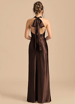 Azazie Velli Robes de demoiselle d'honneur Robe Fourreau en Satiné métallisé Col Haut Ganache image5