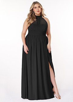 Azazie Iman Bridesmaid Dresses Black A-Line A-Line Ruched Chiffon Dress image4