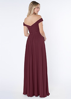 Azazie Audrianna Bridesmaid Dresses Cabernet A-Line Off-The-Shoulder Gathered Chiffon Convertible Dress image4