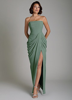 Azazie Nyra Bridesmaid Dresses Eucalyptus Sheath Corset Chiffon Dress image1