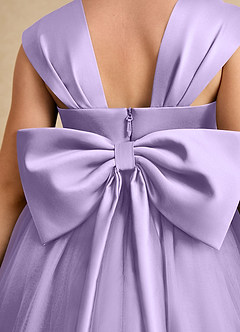 Azazie Chickadee Robe Demoiselle D'honneur Fillette Robe Princesse en Mat Satiné Encolure en Forme de Cœur Lilas image6
