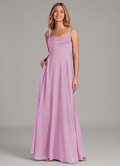 Azazie Shaude Bridesmaid Dresses Candy Pink A-Line Pleated Chiffon Dress image3