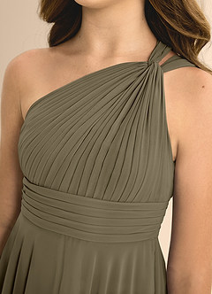 Azazie Charlize Junior Willow Green A-Line Pleated Chiffon Dress image6