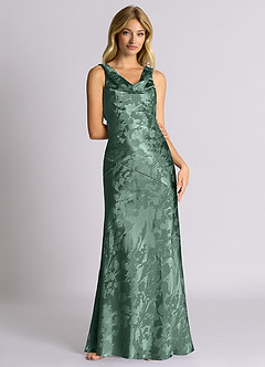 Azazie Rylina 신부 들러리 드레스 인어 절하다 자카드 바닥 길이 드레스 image4