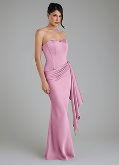 Azazie Draya Bridesmaid Dresses Candy Pink Mermaid Strapless Stretch Satin Dress image3