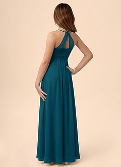 Azazie Ginny Junior Jurk van Chiffon met A-Lijn Geplooid Inkt Blauw image2