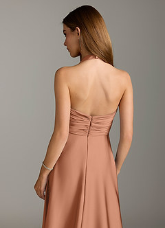 Azazie Tessie Bridesmaid Dresses Bronzer A-Line Pleated Stretch Satin Dress image7