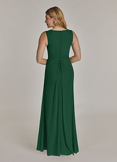 Azazie Manuella vestidos de madre de la novia Vestido de Verde Oscuro de Gasa de Corte En A con Cuello en V plisado image7