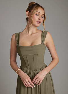Azazie Caterina Abiti da Damigella Abito A-Line in Chiffon Corsetto Willow Green image3