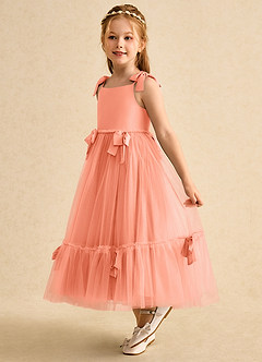Azazie Jaci Flower Girl Dresses Sunset A-Line Spaghetti Strap Chiffon Dress image1