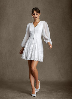 Azazie Dionne Hochzeitskleider A-Linie Spitze Kleid Diamantweiß image7