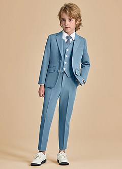 front Oliver Boys Light Blue 5-Piece Suit With Pre-tie