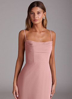 Azazie Saige Vestidos de damas de honor Vestido de Rosa Polvorienta de Gasa de Corte Sirena Convertible con Vestidos sin tirantes image2