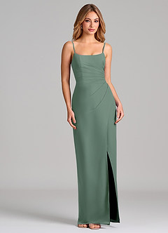 Azazie Calandra Abiti da Damigella Abito Tubino in Chiffon Plissettato Eucalipto image5