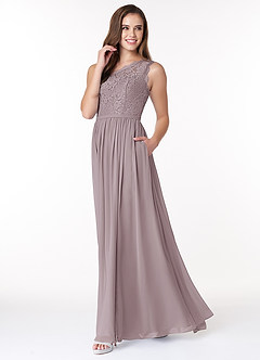 Azazie Demi Brautjungfernkleider A-Linie One-Shoulder Chiffon Kleid Dämmerung image3