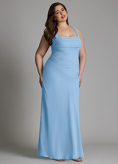 Azazie Agustina Abiti da Damigella Abito Sirena in Chiffon Corsetto Azzurro Polvere image14