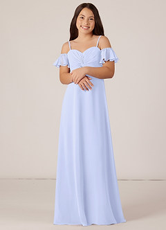 Azazie Juna Junior Robe Trapèze en Mousseline de soie Épaule décolletée Lavande image4