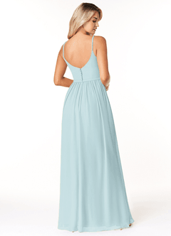 Azazie Rayna Bridesmaid Dresses Mist A-Line V-Neck Pleated Chiffon Dress image2