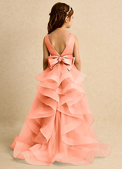 Azazie Lior Blumenmädchenkleider Ballkleid Plissee Tüll Kleid Sonnenuntergang image7