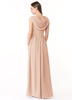 Azazie Organa Abiti da Damigella Abito A-Line in Chiffon Plissettato Rosa Inglese image4