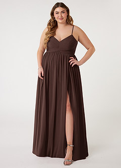 Azazie Alia Robes de demoiselle d'honneur Robe Trapèze en Mousseline de soie Plissé Ganache image6
