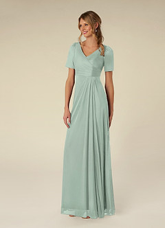 Azazie Bessie Kleider für die Brautmutter A-Linie Plissee Gittergewebe Kleid Agave image4