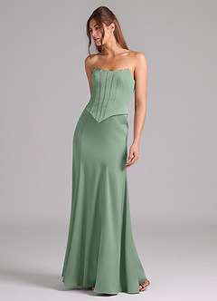 Azazie Ximena Bridesmaid Dresses Matcha Mermaid Corset Stretch Satin Convertible Dress image4