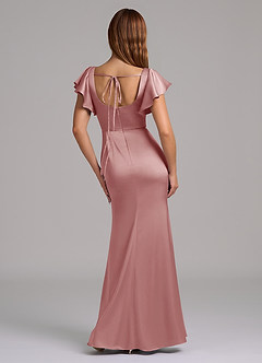 Azazie Elkie Probar vestidos en casa Vestido de Esmeralda de Satén Elástico de Corte Sirena con Escote Cuadrado image2