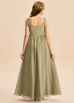 Azazie Delia Junior Abito A-Line in Chiffon Fiocco Verde Muschio image6