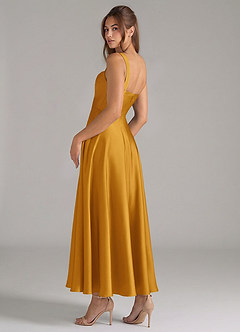 Azazie Shaude Suknie dla druhen Linia A Pofałdowany Satyna elastyczna Długość kostki Sukienka image7