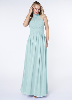 Azazie Iman Bridesmaid Dresses Sea Glass A-Line A-Line Ruched Chiffon Dress image4