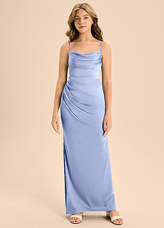 Azazie Mai Junior Robe Trapèze en Satin extensible Encolure en Forme de Cœur Eis image5