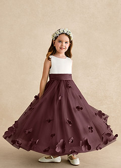 Azazie Vi Flower Girl Dresses Sangria A-Line Sleeveless Tulle Dress image8