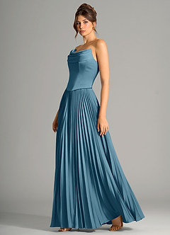 Azazie Saedra Bridesmaid Dresses Bermuda A-Line Corset Stretch Satin Dress image4
