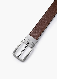 front Cinturón reversible de cuero texturizado para hombre