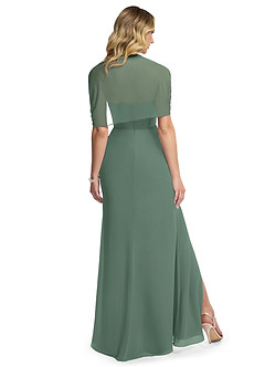 Azazie Zia Robes de demoiselle d'honneur Robe Fourreau Convertible en Mousseline de soie Fente Latérale Eucalyptus image4