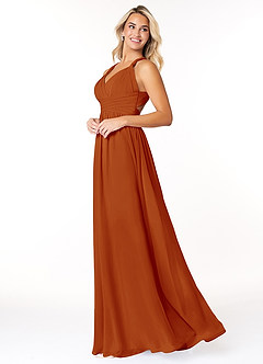Azazie Ashia Bridesmaid Dresses Paprika A-Line Pleated Chiffon Dress image3