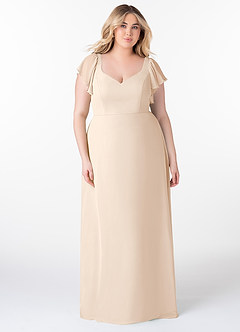 Azazie Syenna Bridesmaid Dresses White Alabaster A-Line Ruched Chiffon Dress image6