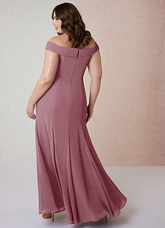 Azazie Lecia Bridesmaid Dresses Vintage Mauve Empire Off-The-Shoulder Pleated Chiffon Convertible Dress image9