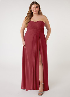 Azazie Arabella Allure Bridesmaid Dresses Pomegranate A-Line Sweetheart Neckline Chiffon Convertible Dress image8