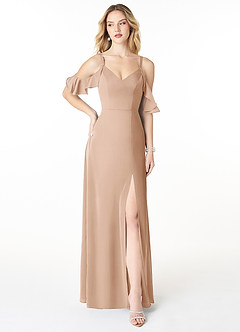 Azazie Andie Schlussverkauf A-Linie Gestreift Stretch-Satin Kleid Agave image2