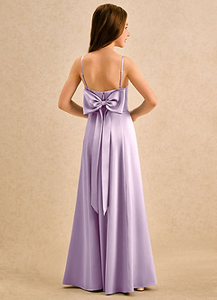 Azazie Chamomile Girls Formal Robe Demoiselle D'honneur Fillette Robe Trapèze en Satin extensible Plissée Frostiges Flieder image1