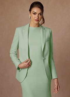 front Kennedy Zakurzona Szałwia Komplet Ze Strukturowaną Marynarką I Eleganckim Garniturem