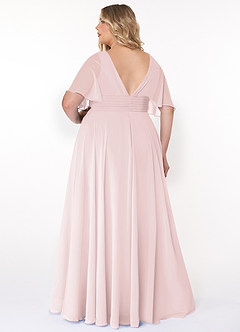 Azazie Pamela Bridesmaid Dresses Blushing Pink A-Line V-Neck Pleated Chiffon Dress image7