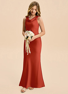 Azazie Rylina Junior Rust Mermaid Stretch Satin Dress image1
