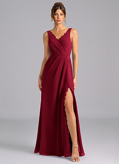 Azazie Bernice Bridesmaid Dresses Burgundy A-Line Pleated Chiffon Dress image6