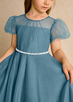 Azazie Duckie Abiti da Ragazza di Fiori Abito Principessa in Tulle Plissettato Bermuda image6