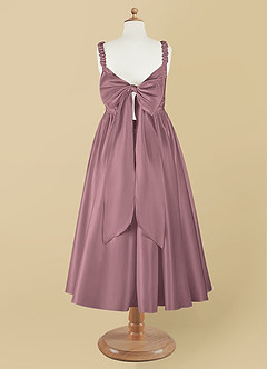 Azazie Cutie Pie Flower Girl Dresses Vintage Mauve A-Line Pleated Matte Satin Dress image8